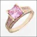 Engagement 1.5 Pink Princess Rose Gold Cubic Zirconia Cz Ring