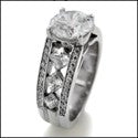 Engagement 1.5 Ct Round Center Princess Channel Pave Cubic Zirconia Cz Ring