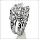 Matching Set 3 Stone Ring Cubic Zirconia Cz Ring