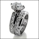 Matching Set 2 Ct Pear Center Round Channel Princess Cubic Zirconia White Gold Ring