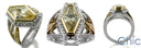 Anniversary Canary Bezel Halo Cubic Zirconia 14K Two Tone Gold Ring