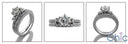 Matching Set 1.8 TCW Round Center Princess small Round Cubic Zirconia Cz Ring