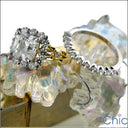 Matching Set 1.5 Asscher Center Two Tone Ct Cubic Zirconia Cz Ring