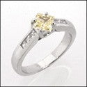 Anniversary .60 Canary Princess Center Channel Cubic Zirconia Cz Ring