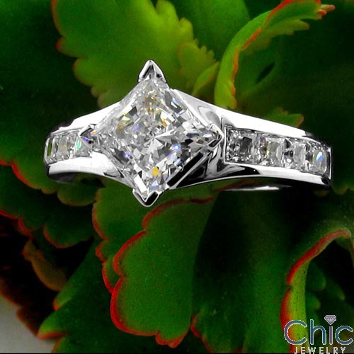 Engagement 1 Ct Princess Diamond Set Channel Cubic Zirconia Cz Ring