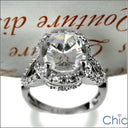 4 Carat Oval Cubic Zirconia Pave Halo Cz Engagement 14k Gold Ring