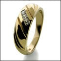 Mens Princess Yellow Gold Cubic Zirconia CZ Wedding Band