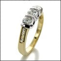 Wedding 3 Round Channeled Two Tone Cubic Zirconia CZ Band