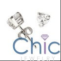 Heart Shape 1 Ct Cubic Zirconia CZ Earrings