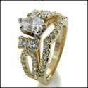 Matching Set Oval 1.5 Center Pave Set Curved Cubic Zirconia Cz Ring