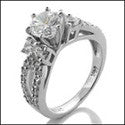 Engagement 1 Ct Round Center Round pave set Cubic Zirconia Cz Ring