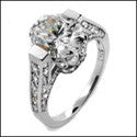 Engagement 3 Ct Oval Center Pave Cubic Zirconia Cz Ring