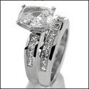 Matching Set 2.5 Radiant Cushion Center Channel Set Princess Cubic Zirconia Cz Ring