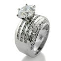 Engagement 2 Ct Round Center 12.5 mm Shank Pave Channel Cubic Zirconia Cz Ring