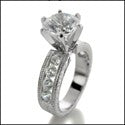 Engagement 2.25 Round Center Channel Round HCt Engraving Cubic Zirconia Cz Ring