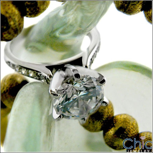Engagement Ca dral 2 Ct Round Center Pave Cubic Zirconia Cz Ring