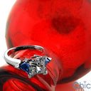 3 Stone 1.25 Princess Center Sapphire Triangles on Cubic Zirconia Cz Ring