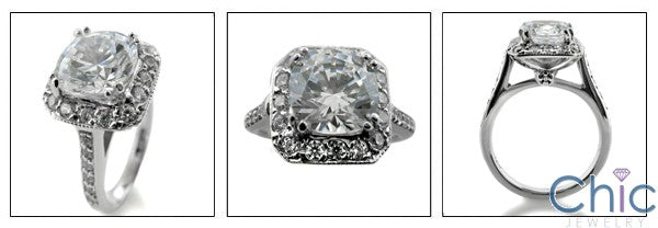 Engagement 2 Ct Round Double Prong Pave Cubic Zirconia Cz Ring