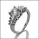 Engagement 1.25 Round Baguette Prongs Cubic Zirconia Cz Ring