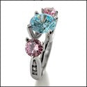 Anniversary Pink Ct Blue Diamond Color Cubic Zirconia Cz Ring