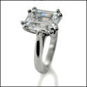 Solitaire Emerald 3 Ct Double Wire Prongs Cubic Zirconia Cz Ring