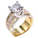 Engagement 2.5 Ct Asscher Two Tone Invisible Set Princess Cubic Zirconia Cz Ring