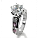 Engagement 1.5 Round Brilliant Center Pink Channel Cubic Zirconia Cz Ring