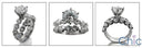 Matching Set Round 2 Ct 6 Prong Center Shared Prong Wedding Band Cubic Zirconia 14K W Gold Ring