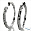 Round Channel set Hoops Cubic Zirconia CZ Earrings