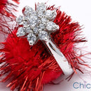 1.25 TCW Round Stone Flower Cubic Zirconia 14k White Gold Ring