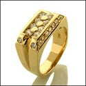 Mens 2 Round Channel Euro Shank Cubic Zirconia CZ Wedding Band