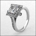 Engagement 1.25 Ct Princess Halo Pave Cubic Zirconia Cz Ring