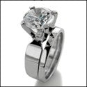 Matching Set 2.5 Round Solitaire Plain Cubic Zirconia Cz Ring