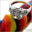 Anniversary Round 0.75 Center Baguettes Cubic Zirconia Cz Ring