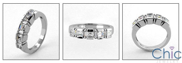 Wedding .95 TCW Princess Baguette in Channel Cubic Zirconia CZ Band 