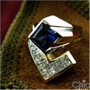 Anniversary 1.5 Princess Sapphire Invisible Cubic Zirconia Two Tone Gold Ring