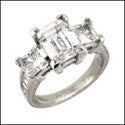 Engagement 2 Ct Emerald Princess Baguettes Cubic Zirconia Cz Ring