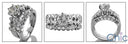Matching Set 1 Ct Round Center Bezel Wedding Cubic Zirconia Cz Ring