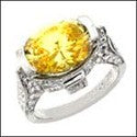 Estate Canary 5 Ct Oval Tall Cubic Zirconia Cz Ring