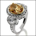 Estate Oval 2.5 Ct Center in Two Tone Gold  Cubic Zirconia 14K Gold Ring