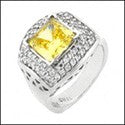 Estate 2.5 Princess Canary Double Pave Cubic Zirconia Cz Ring