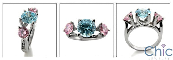 Anniversary Pink Ct Blue Diamond Color Cubic Zirconia Cz Ring