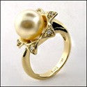 Fine Jewelry Pearl Flower Ring Cubic Zirconia Cz Ring
