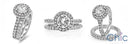 Cubic Zirconia Round Halo Matching Ring Set