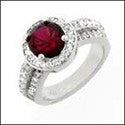 Anniversary 2 Ct Ruby Round Pave Cubic Zirconia Cz 14K White Gold Ring