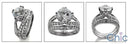 Matching Set 1.75 Ct Round Center Pave Ct Split Shank Cubic Zirconia Cz Ring