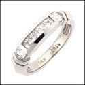 CZ Wedding Band .80 Total Carat Princess in Channel Cubic Zirconia 14K Gold