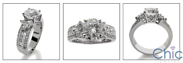 Engagement 1.5 RoundCenter Stone Channel Pave Cubic Zirconia Cz Ring