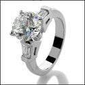 Engagement 1 Ct Round Center Channel Baguettes Cubic Zirconia Cz Ring