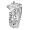 1.5 High Quality Princess Cubic Zirconia Engagement Ring Kite Set 14k White Gold